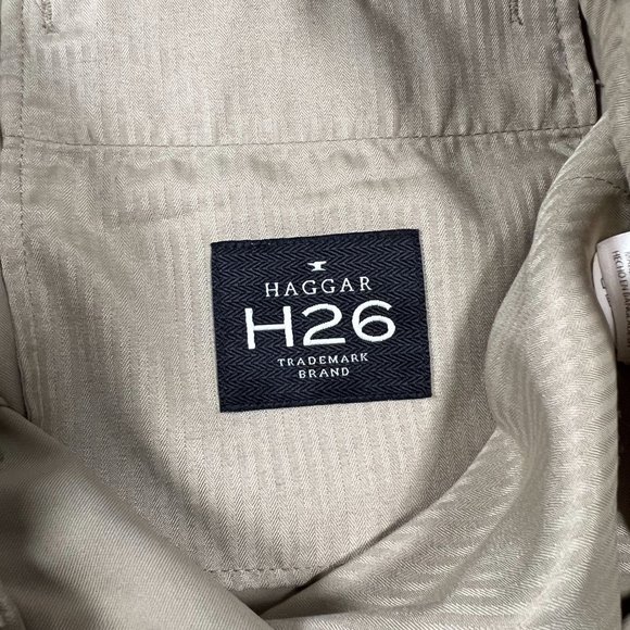 Haggar H26 Mens 36x30‎ Beige Pants Slash Pockets Business Flat Front Polyester - Picture 8 of 13